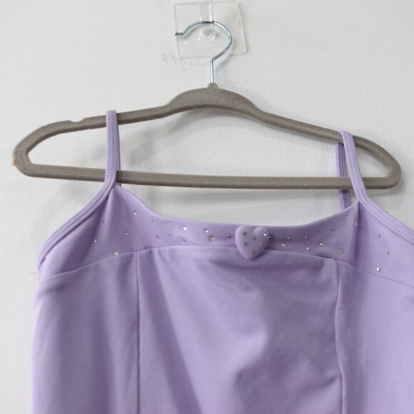 BLOCH‎ Leotard Girls 12 Purple One Piece Ballet Dancewear Heart Cami Ballerina - Picture 2 of 10